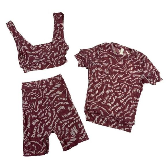 SKIMS - Raspberry Swirl Logo Bra Shorts and Top Set - Picture 1 of 4